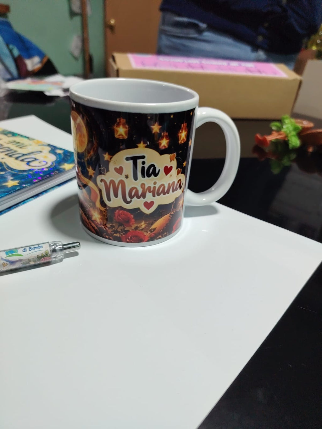 Ejemplo real de tazón sublimado personalizado: Tía Mariana